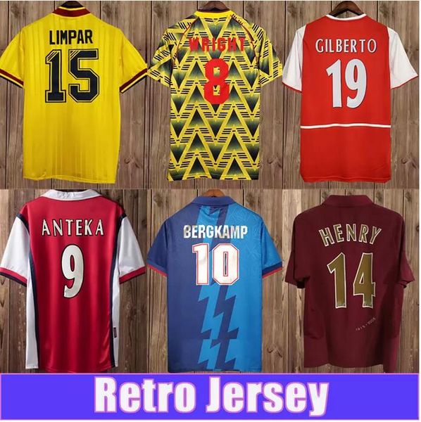 

2002 2005 henry bergkamp mens retro soccer jerseys 94 97 v. persie vieira merson adams home away 3rd football shirt short long sleeve unifor, Black;yellow