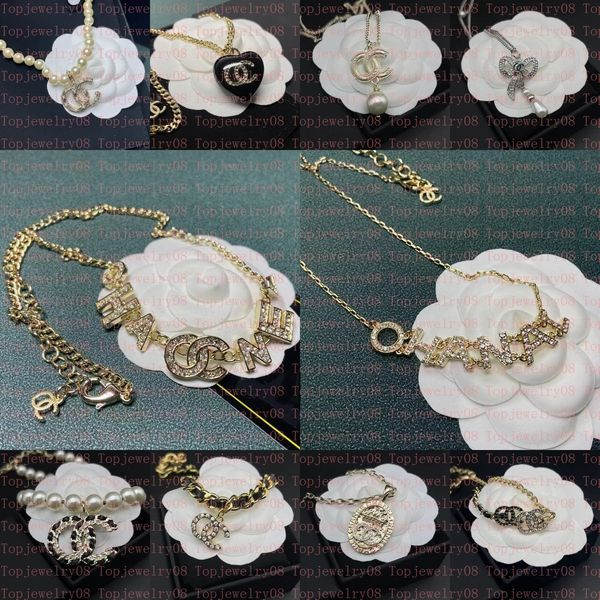 

20style luxury designer double letter pendant necklaces 18k gold plated crysatl pearl rhinestone sweater necklace for women wedding party je, Silver