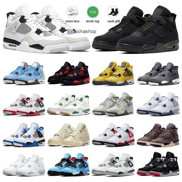 

men women basketball shoes 4s jumpman 4 military black cat pine green university blue sail canvas white cement bred mens sports sneakers tra
