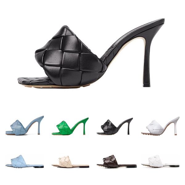 

lido sandals slippers designer dress shoes woven mules flat intrecciato nappa square sules ladies wedding 7cm high heels thin pumps sandal s, Black