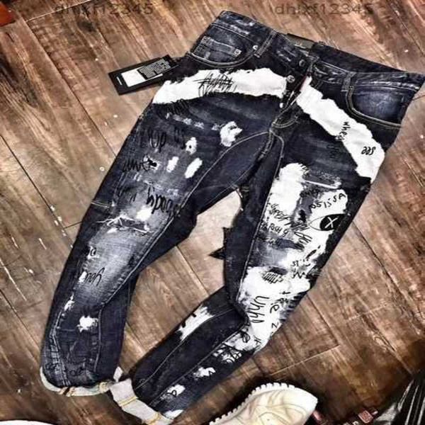 

autumn designer skinny feet pants mens jeans ripped d2 paint splatter retro blue straight jean streetwear beggar quality streepants qpcg