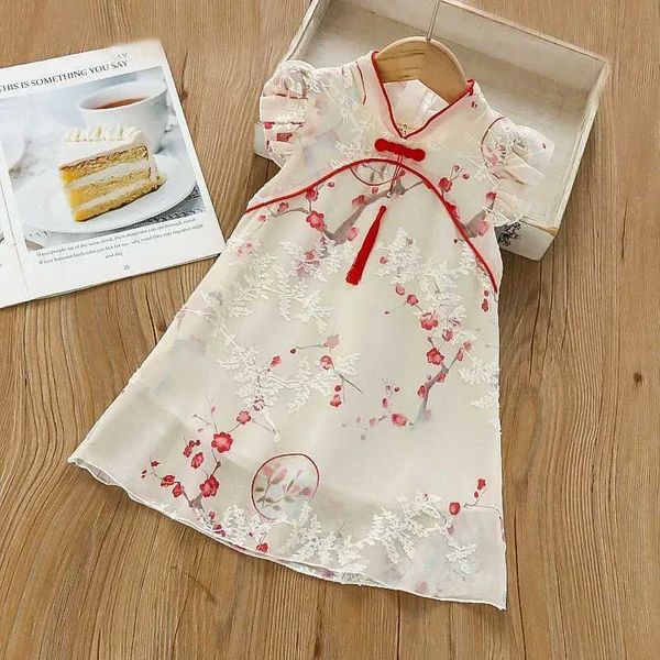 

girl's dresses kids girls summer chinese style hanfu cheongsam children's baby little girl princess y2303, Red;yellow