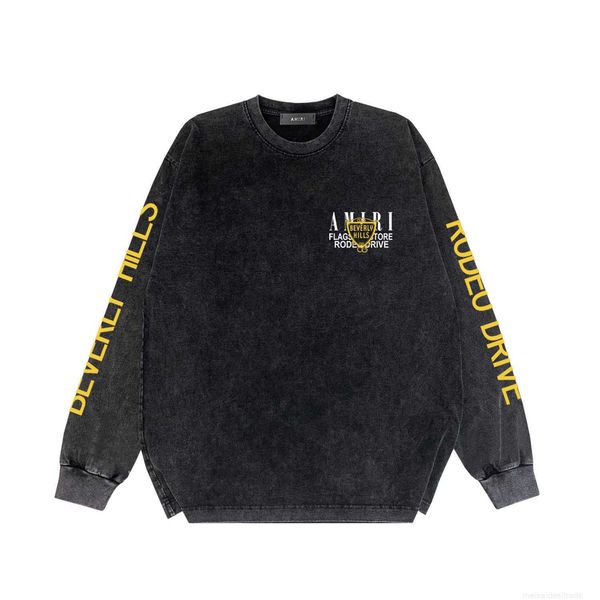 

designer fashion maker mairi street high edition gold cup letter print washable old long sleeve tshirt sweater8ykf, Black