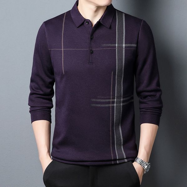 

men's polos fashion brand men polo shirt striped long sleeve autumn and spring male korean style polo shirt for men's clothing tsh, White;black