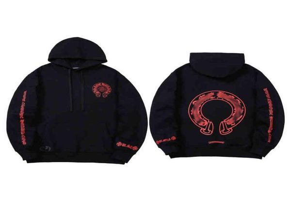 

luxury classic men039s heart sweatshirts brand ch designer hoodie chromes fashion men women horseshoe sanskrit loose zipper jac5393191, Black