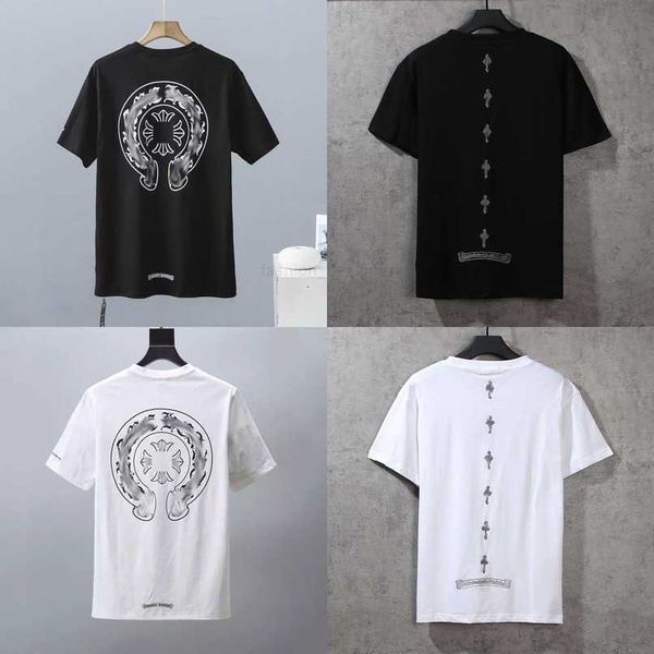 

CH Luxury T-shirt Mens Fashion Brand Tops Tees Men Women Sanskrit Letter Couple Sweatshirt Horseshoe Flower Short Sleeve Polos Cross Unisex Tee Tshirts Eqg8, 13