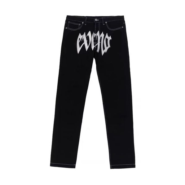 

2023 tide brand black pants pants ins high street design sense pants washed to do old embroidery alphabet retro hip hop tooling straight leg, Blue