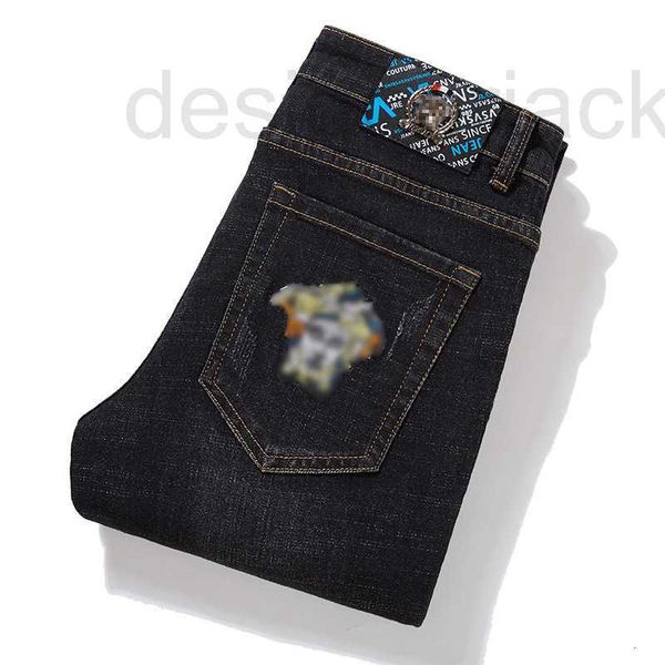 

men's jeans designer casual stretch embroidery black slim fit small straight leg pants fashion izrd, Blue