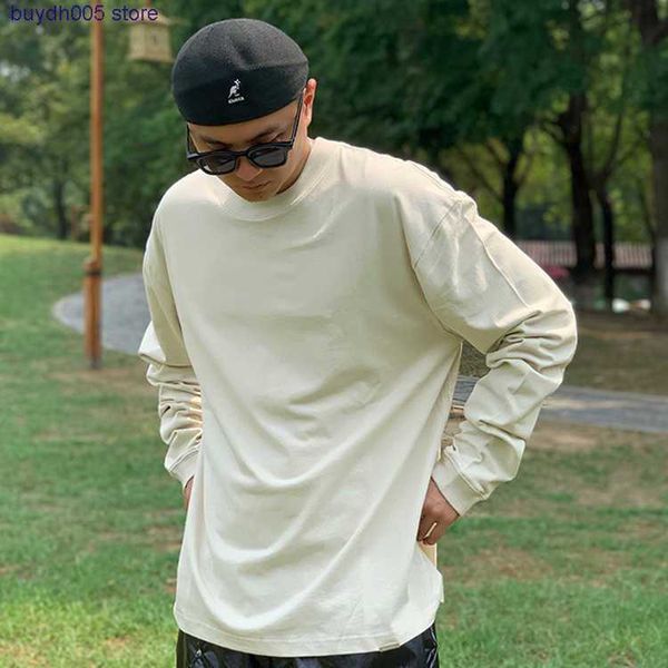 

sdxs 2023 new men's and women's t shirt fashion design brand present rep double thread series solid long sleeve versatile loose hi, White;black