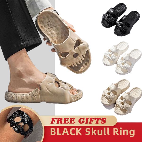 

slippers personalized skull design men 2023 summer outdoor fun novelty slide thick sole platform beach non slip women sandal 230325, Black