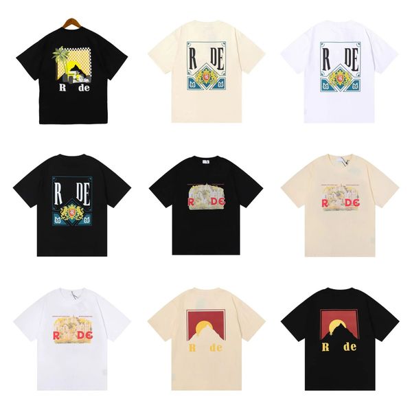 

men's t-shirts summer designers mens womens rhude for letter embroidery tshirts clothing short sleeved tshirt large tees, White;black