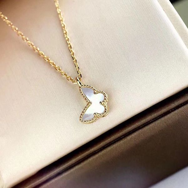 

white mother-of-pearl butterfly pendant necklace elegant designer clavicle chain necklaces wedding for women wedding party jewelry gift qual, Silver