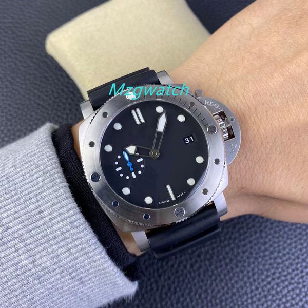 

vsf watch pam1229 automatic mechanical movement size 44mm natural rubber belt sapphire crystal glass waterproof luminous display, Slivery;brown