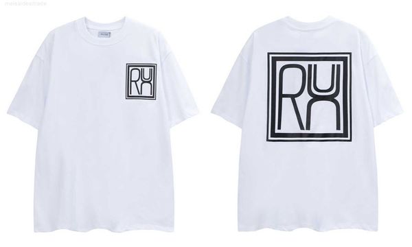 

designer oversize plus cloth rhude shortsleeved collection men and women high street trend tshirt loose halfsleeved shirt4nxt, White