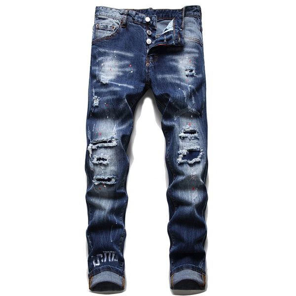 

designer jeans mens skinny desig 45 colors pants long hippop sticker embroidery slim denim straight streetwear wholesale 29-38 y70k, Blue