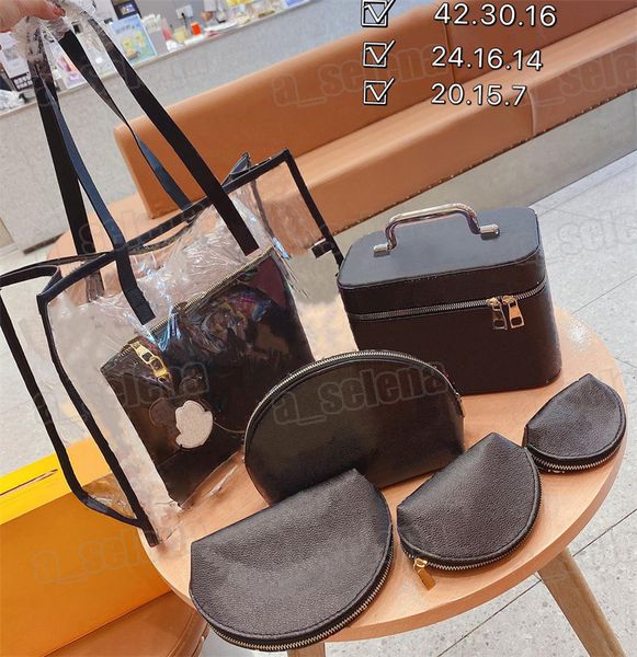 

lady cosmetic bags fashion 4pcs set makeup case women designers toiletry travel pouch bag ladies purses pvc totes handbags