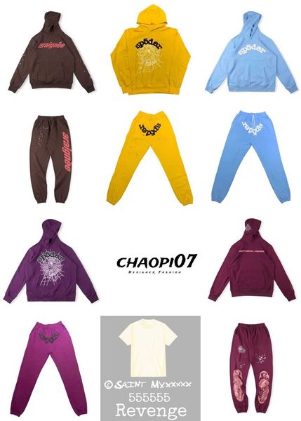 

designer pullover sp5der young thug 555555 angel hoodies print men's and women's couple's sweater hooded 23ss new trendy styl, Black