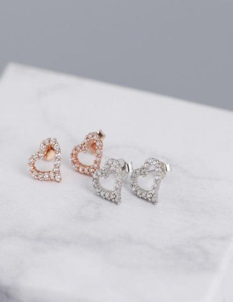 

sterling silver earrings style elegant classic fashion small fresh love heartshaped gift for girlfriend stud9686181, Golden;silver