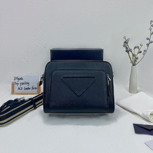 

designer saffiano genuine leather shoulder bag 24cm p2vh152 luxury messenger bag fashion crossbody bag with box