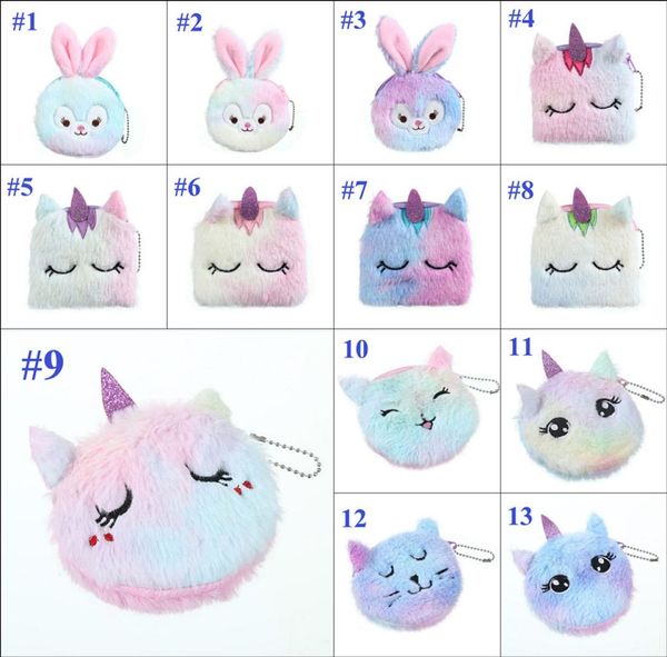 

13 colors kid rabbit plush coin purse student girl change purse cartoon cat unicorn outdoor cosmetic bags4393445