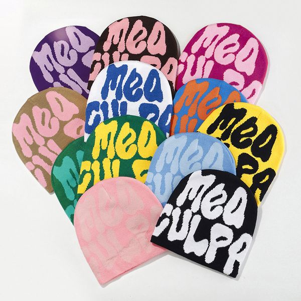 

beanieskull caps women y2k beanies fashion mea culpas knitting kpop hoods design quality warm wool gorros sense niche cold cap 230412, Blue;gray