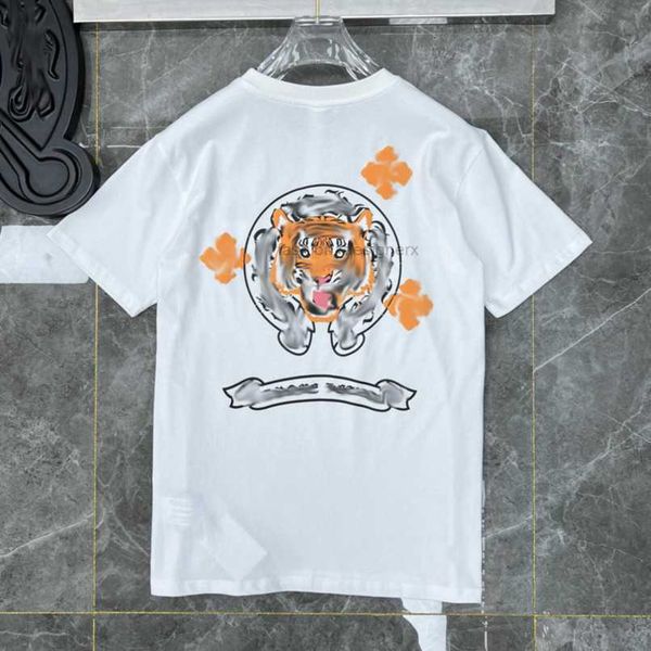 

ch luxury t-shirt fashion men's t shirt brand tees men women sanskrit letter couple sweatshirt horseshoe flower short sleeve polos cro, White;black