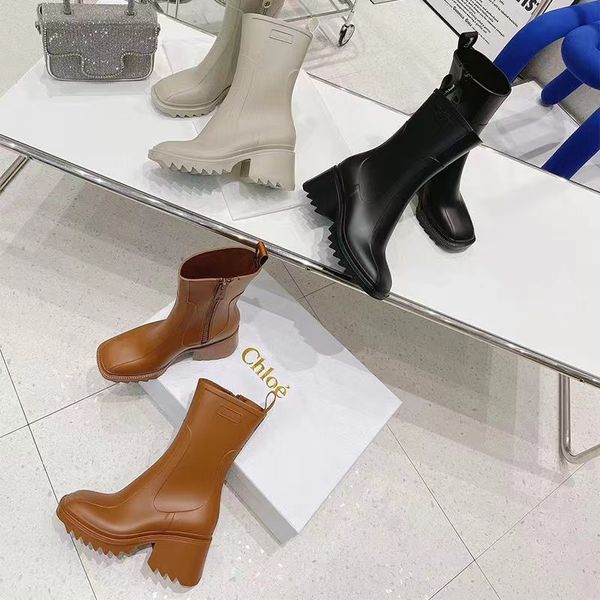 

new martin boots women rain boots ankle boots betty pvc shopping classic leather spring autumn soft designer luxury casual shoes zipper size, Black