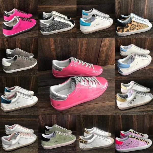 

classic 2023 goldens white new custom ##sneakers italian glitter women casual shoes superstar luxury gold do-old dirty designer man woman ca, Black