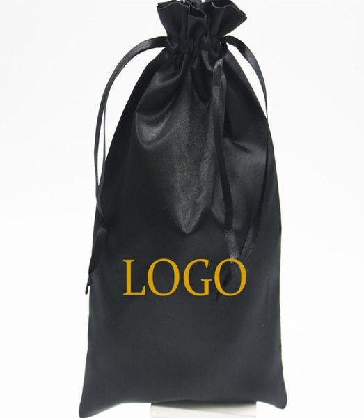 

50pcs black satin bags packaging hair wig extension gift bag custom drawstring bags 18x3030x40cm storage pouch9553142, Pink;blue
