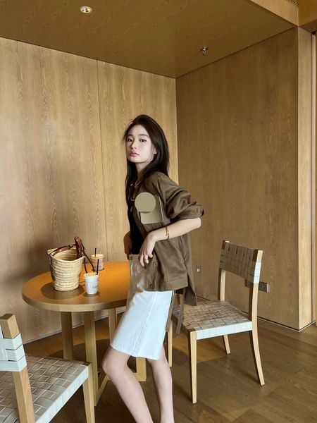 

312 2023 spring summer women's jackets womens coat brand same style lapel neck long sleeve button khaki womens clothes fashion weilanx8, Black;brown