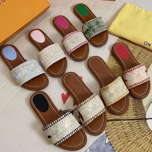 

2023 summer luxury women sandals new designer sandals flat beach seaside slippers shoes, Black
