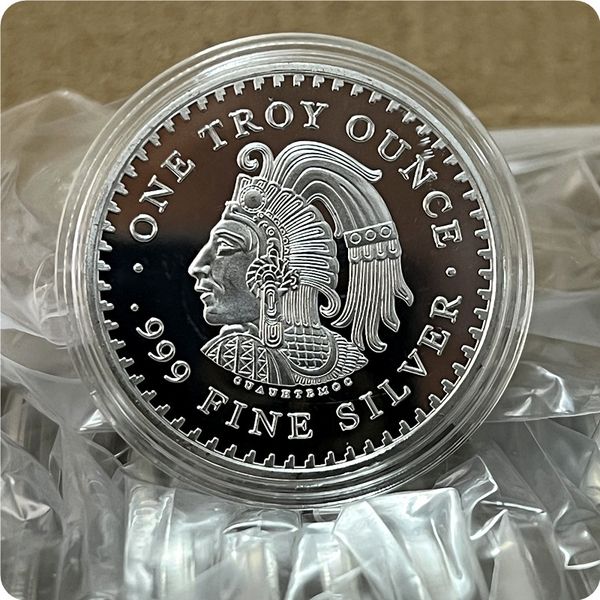 

mexican antique commemorative coin foreign currency mayan silver plated coin