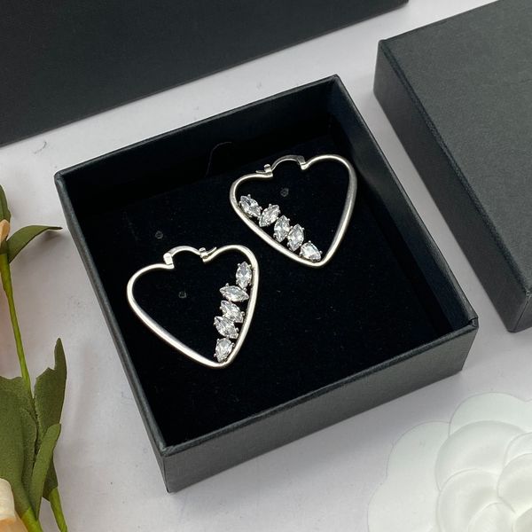 

designer heart stud 925 silver luxury brand diamond gold stud eardrop heart geometric famous women designers heart earring wedding party jew, Golden;silver