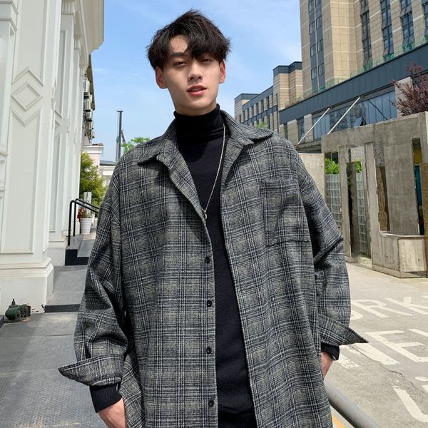 

men's jackets men's shirts autumn plaid thicken coats gentleman loose streetwear hip hop band high street clothes jacket harajuku, Black;brown