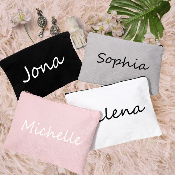 

cosmetic bags cases personalized makeup bag bridesmaid maid of honor holiday wedding bachelorette party gifts canvas customized name cosmeti