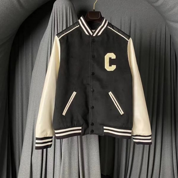

women's luxury jacket original splicing design men fashion high-end baseball wear famous trend jacket, White