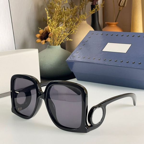 

cut-out interlocking logo temples sunglasses ladies designers summer 1326 style anti-ultraviolet retro plate plank big square full frame gla, White;black