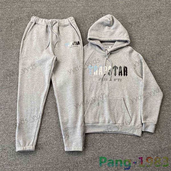 

t230325men's tracksuits men's hoodies sweatshirts 2022fw trapstar sports suit men women blue white towel embroidered hoodie sweatp, Gray