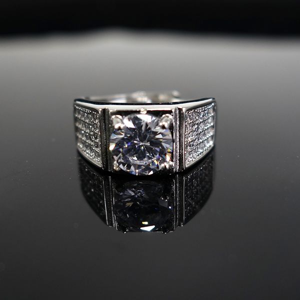 

moissanite ring 925 sterling silver plating platinum color full 1 carat moissanite ring men wedding jewelry, Slivery;golden