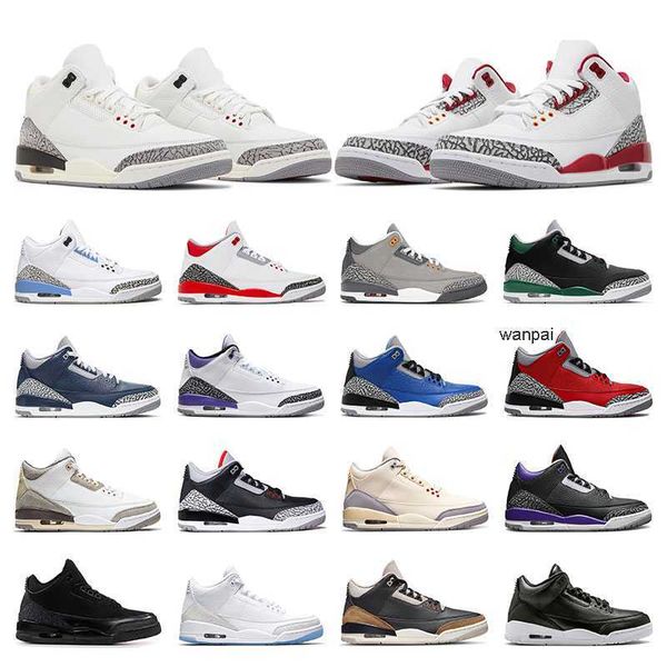 

basketball men shoes 3 3s sports running sneakers unc cardinal red dark iris white cement reimagined cool grey a ma maniere infrared womens, Black