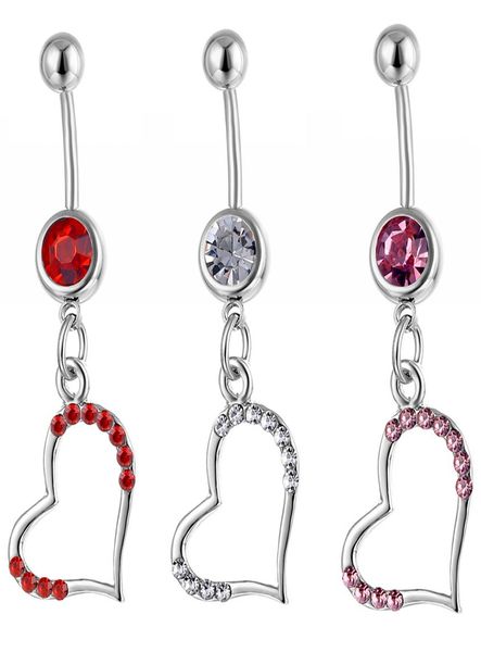 

d0132 heart belly navel button mix colors01234567892953463, Silver