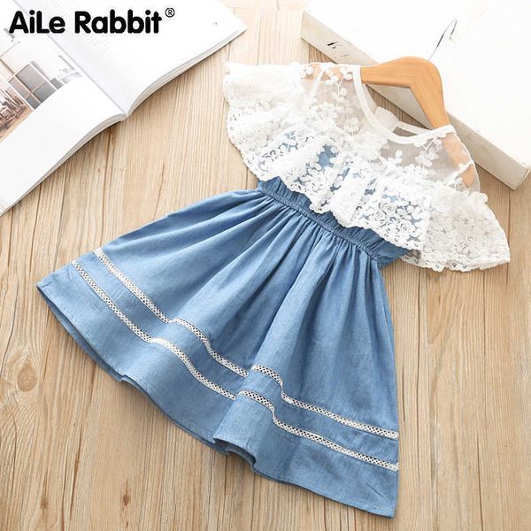 

girl's dresses girl clothes denim lace little princess fashion outfit boutique clothing children's wear for girls y2303, Red;yellow