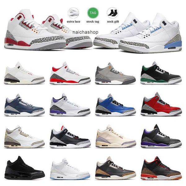 

2023 men basketball shoes 3 3s sports running sneakers unc cardinal red dark iris white cement reimagined cool grey a ma maniere muslin wome, Black