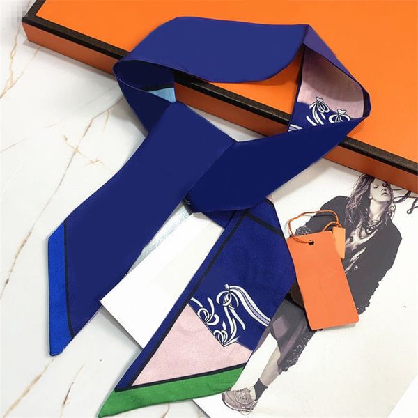 

classic designer silk scarf for women sacarf h letters pattern tote handbag strap scarf long delicate ladies party head luxury scarfs chic f, Blue;gray