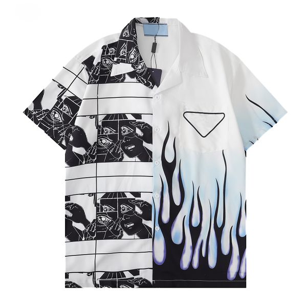 

men's casual shirts luxury designer mens print flower pink bowling shirt hawaii floral men short sleeve, White;black
