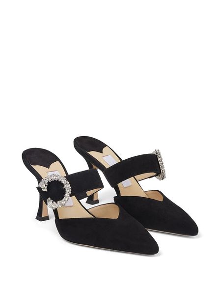 

designer heels women dress shoes luxury marta 90mm crystal-buckle mules pointy toes stiletto heel eu35-41 with box, Black