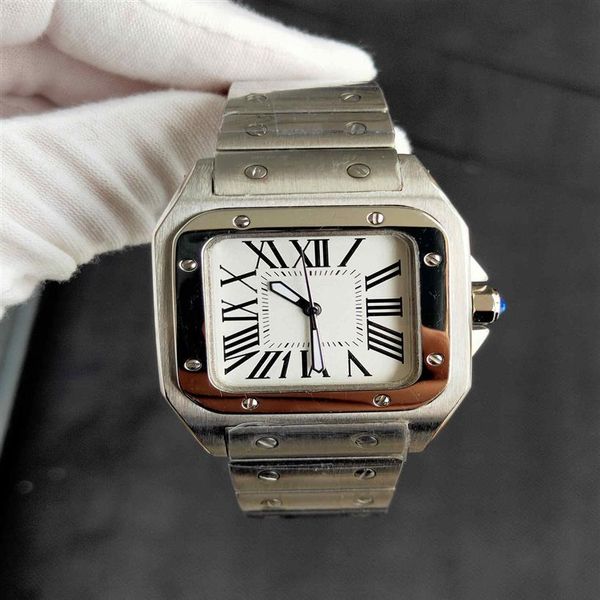 

fashion women's watch classic square plate automatic mechanical movement stainless steel strap watches lady couples styles me336x, Slivery;brown