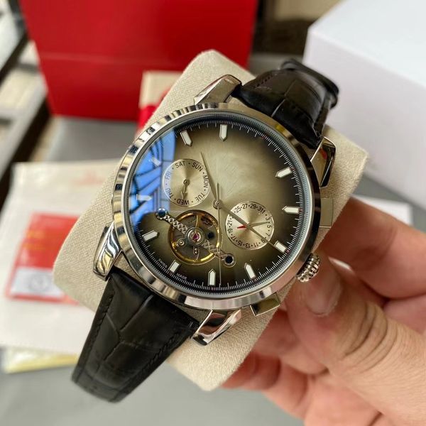 

with original box mens watch automatic mechanical watches 40mm sapphire waterproof 2813 leatherwear montre de luxe business wristwatches, Slivery;brown