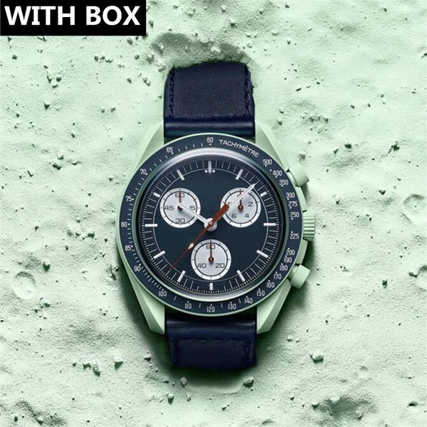 

moonswatch quarz bioceramic planet moon mens watches full function chronograph watch mission to mercury 42mm luxury limited edition master w, Slivery;brown