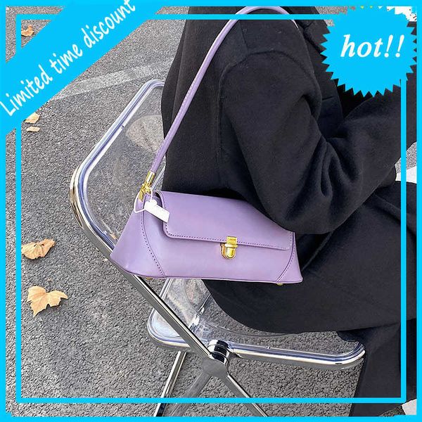 

designer bag 2023 new brand french stick underarm eggplant purple shoulder korean versatile msenger live broadcast women's evening clut